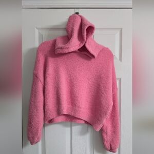 Cozy Vibrant Pink Women's Sweater Pullover Cropped Size Medium Sincerely Jules